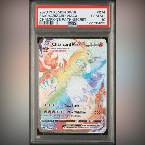 PSA 10 2020 POKEMON SWORD&SHIELD CHAMPION'S PATH| SECRET Full Art/Charizard Vmax - Picture 1 of 2